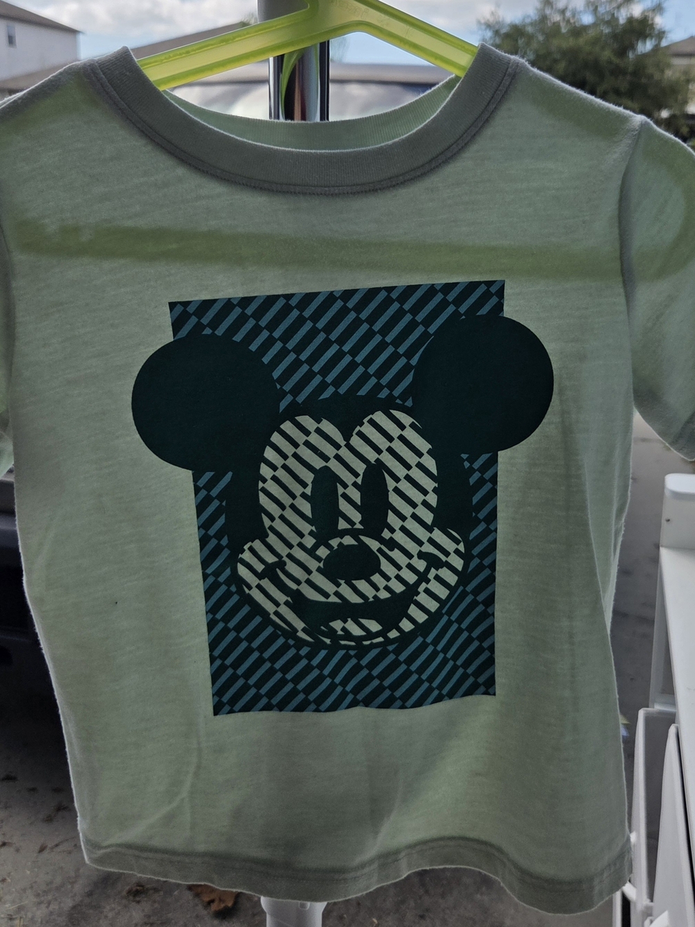 Disney Light Green Short-Sleeve Tee with Teal and Navy Mickey Graphic